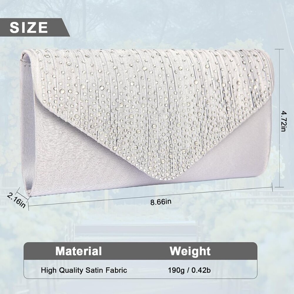 Clutch Purses for Women Evening Bag Formal Rhinestone Handbags for Wedding Party - Picture 7 of 7